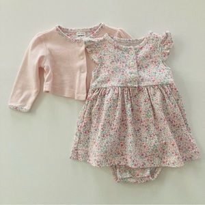 Baby Girl 3 Months Pink Floral Dress Cardigan Set Outfit Easter Spring Summer